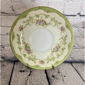 Noritake Marlene Green Trim Floral Sprays Saucer